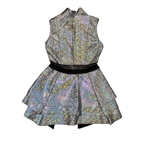 Revolution Dancewear No Excuses Costume LC/MC Black Foil Dot Leotard - Picture 4 of 6